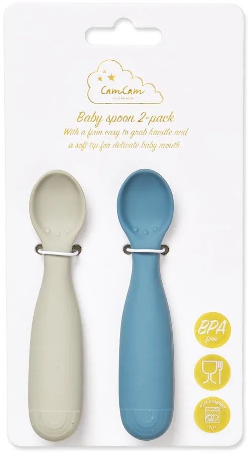 Linguri pentru copii, albastre/gri din silicon 2 buc. Midnight Mix – Cam Cam Copenhagen