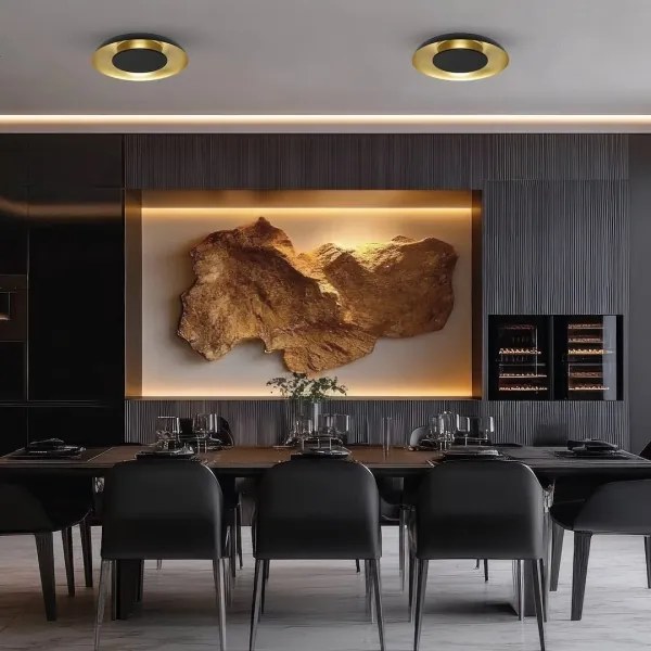 Plafonieră LED PIATTINO LED/30W/230V 3000/4000/6000K Ø 40 cm negru/auriu