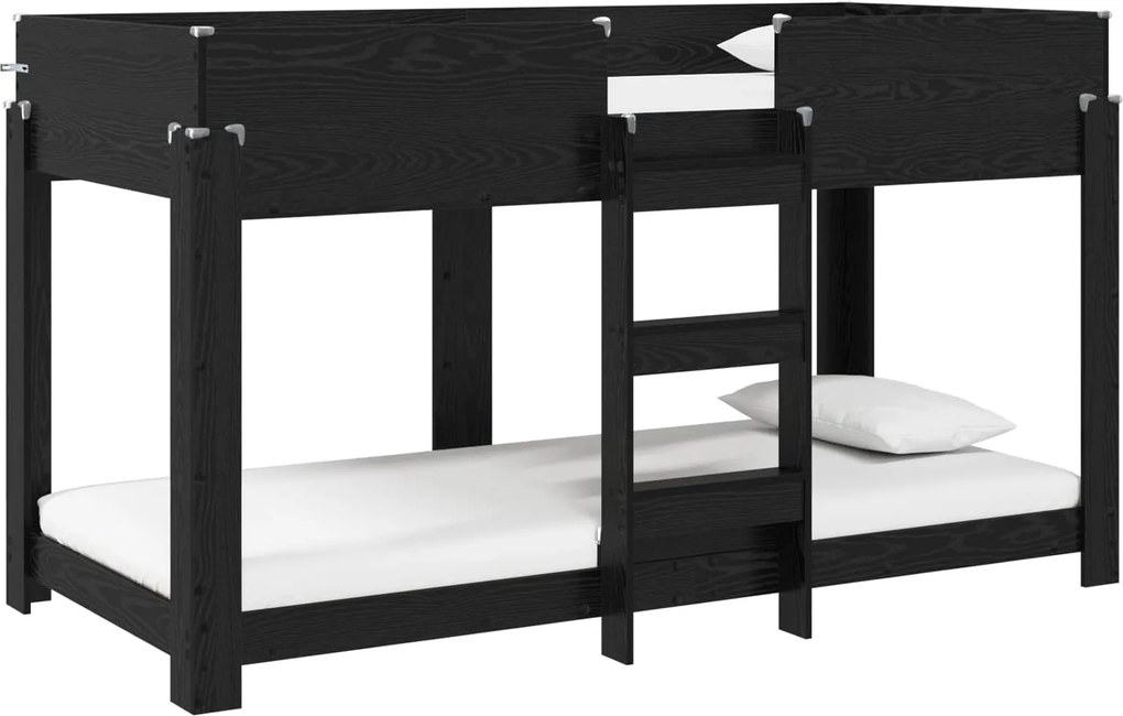 vidaXL Pat Etajat pentru Copii Stejar Negru 90 x 190 cm Lemn compozit