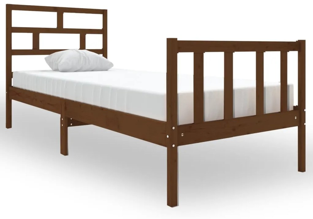 3101311 vidaXL Cadru de pat mic single, maro miere, 75x190 cm, lemn masiv pin