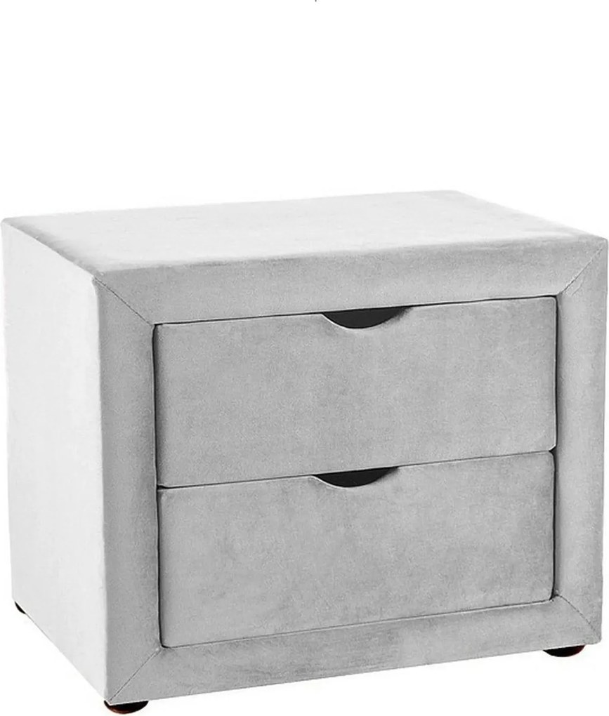 Noptiera ET-002, gri deschis - Bluvel 03, stofa catifelata, 50x35x42 c