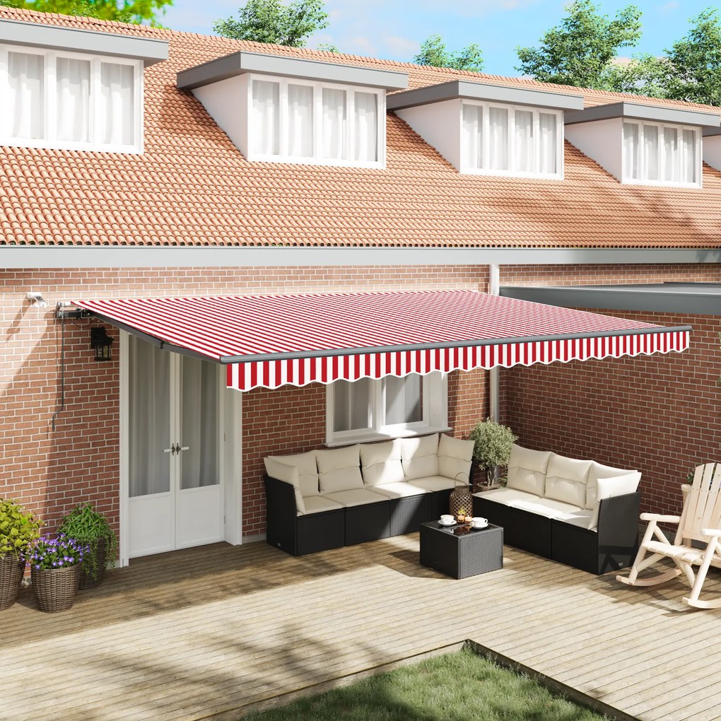 vidaXL Cortina Retractabilă with Roșu și alb 500 × 300 cm țesătură