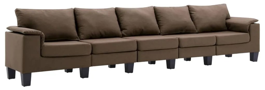 287103 vidaXL Canapea cu 5 locuri, maro, material textil