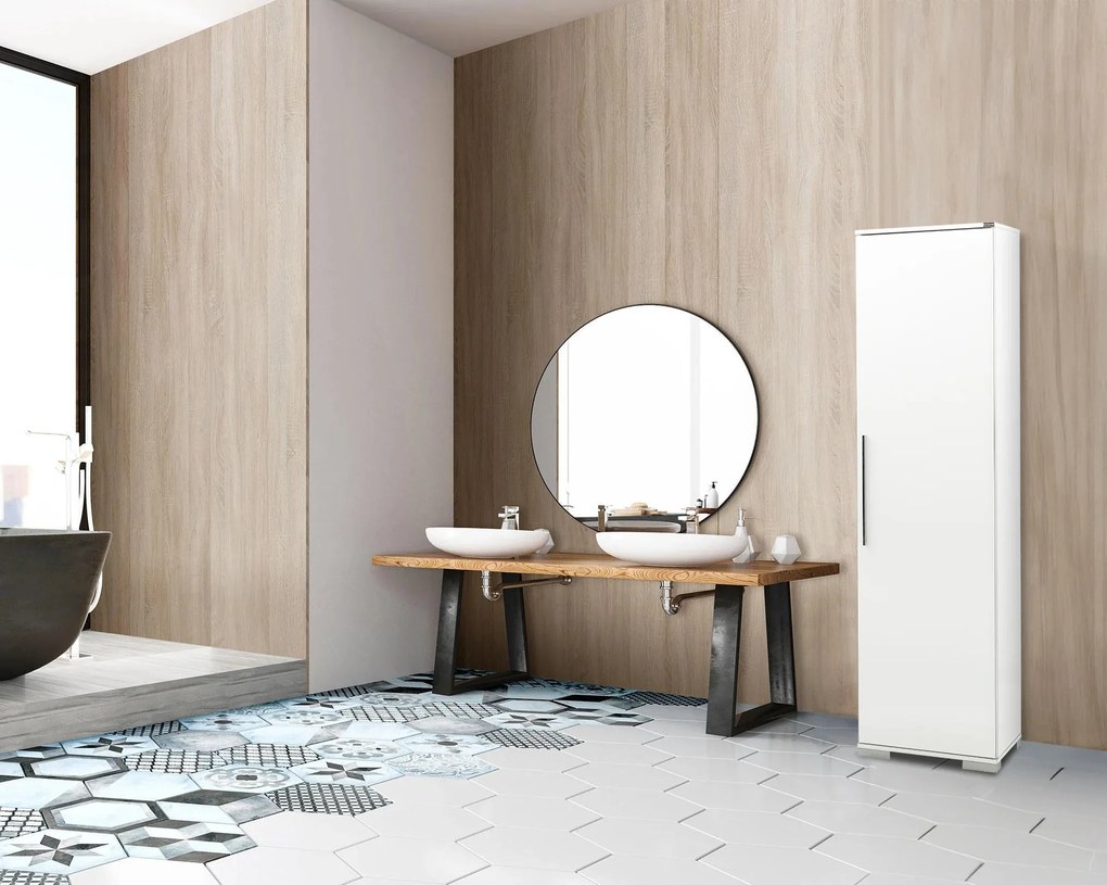 Dulap Multifunctional Adore Diamond, 8 rafturi, Usa reversibila, Alb 50 x 187 x 35 cm