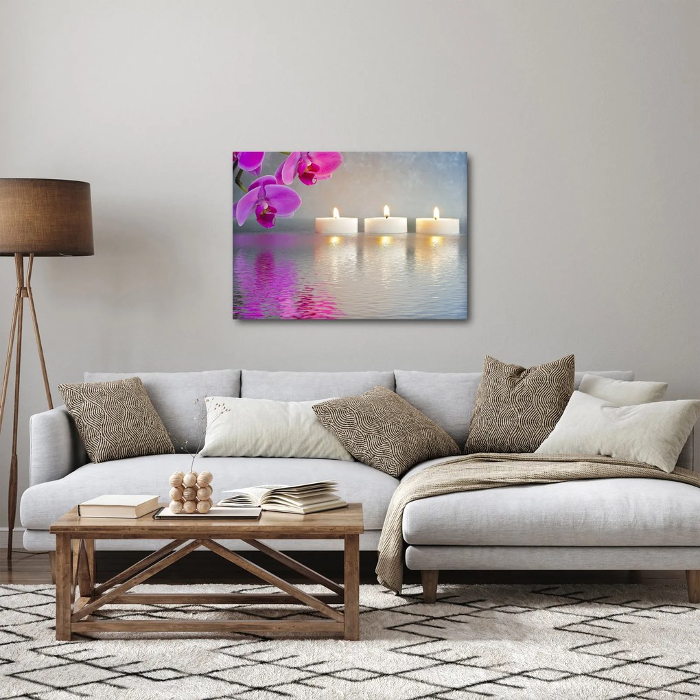 Tablou cu lumânări pe apă (70x50 cm)