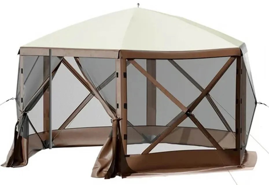 Cort camping impermeabil pentru 8 persoane, cu depozitare si plasa de tantari