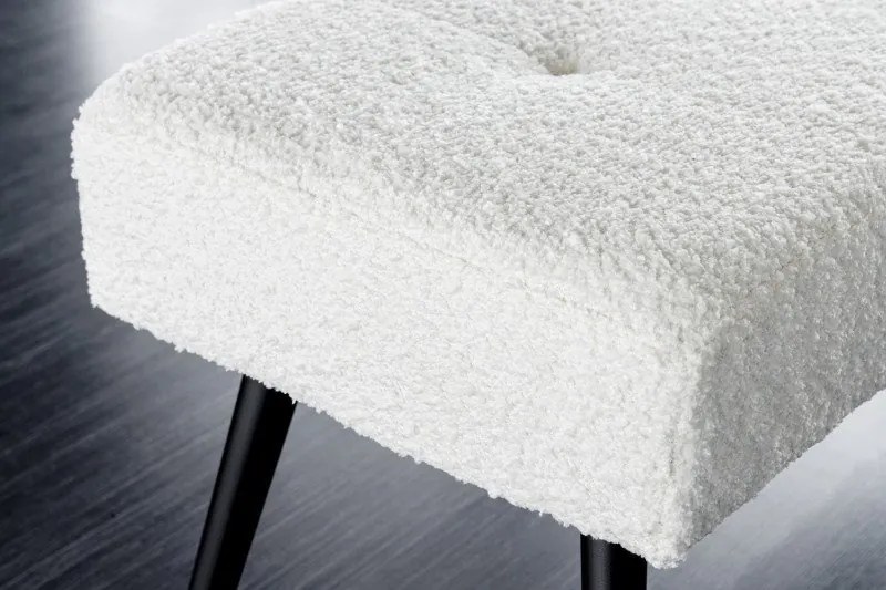 Bancheta tapitata design modern Boutique 100cm, boucle alb