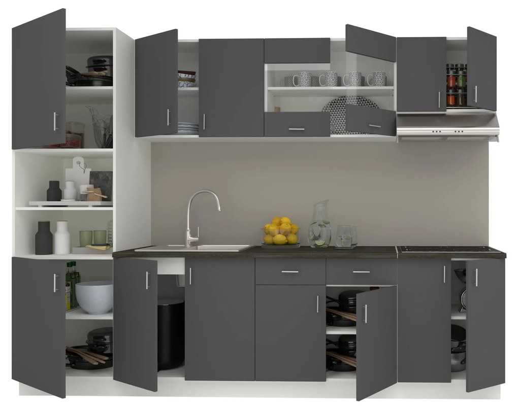 Set Bucatarie Karo V23, Antracit/Alb, Blat Thermo 28 mm, L 280 cm