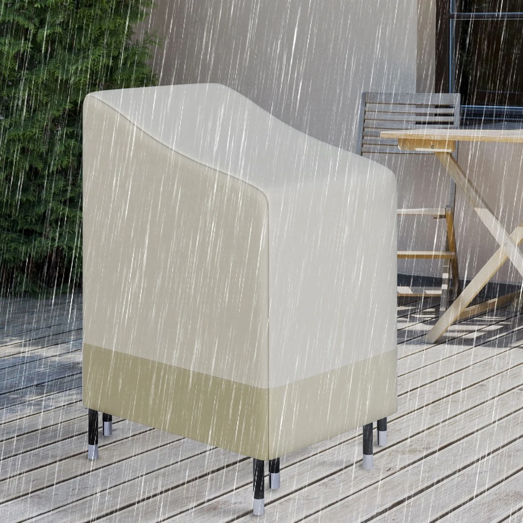 Outsunny Husă de protecție pentru scaune de grădină stivuibile prelată impermeabilă 90L x 70l x 115H cm Oxford înaltă densitate 600D Bej, Cafea | Aosom Romania
