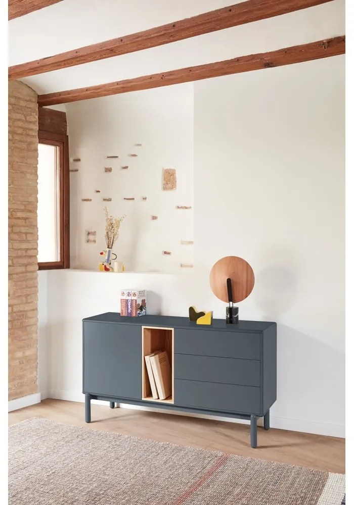 Comodă joasă gri închis 137x76 cm Corvo - Teulat