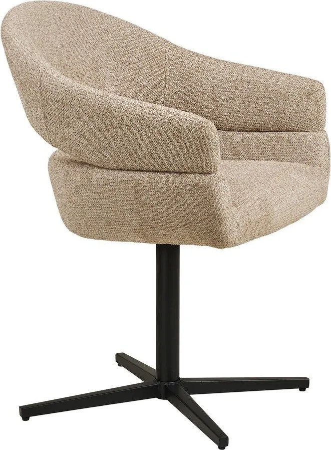 Scaun de living bej cu cotiere tapițat Dover – House Nordic