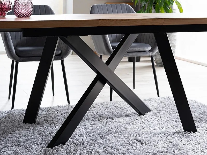 Masă de sufragerie extensibilă 160-220 cm Carlos (stejar + negru) (pentru 8 și mai multe persoane). 1050005