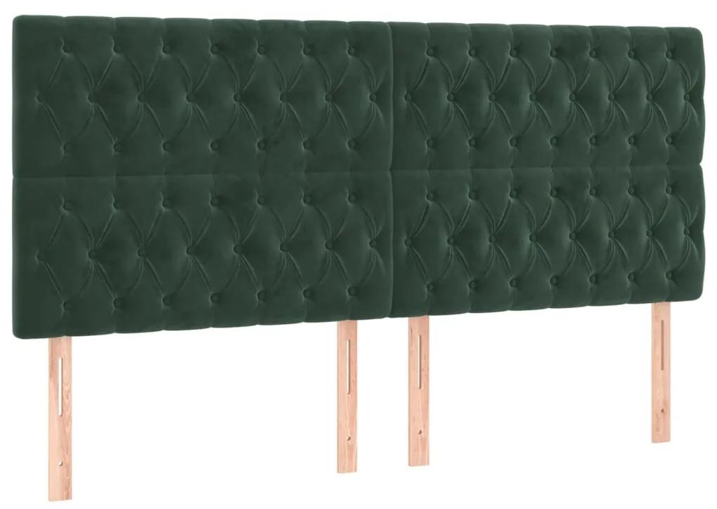 Tablii de pat, 4 buc, verde inchis, 90x7x78 88 cm, catifea 4, Verde inchis, 180 x 7 x 118 128 cm
