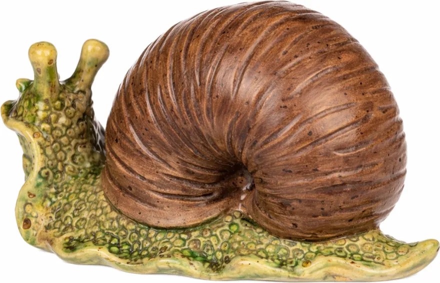 Decorație de grădină Melc, maro închis, 16 x 7 x10 cm, ceramică