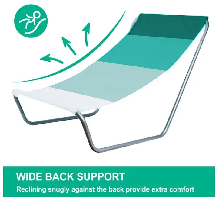 Sezlong pliabil de plaja SAND, dungi verzi