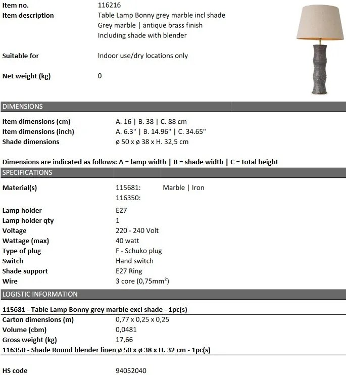 Veioza, lampa de masa design LUX Bonny, gri 116216 HZ