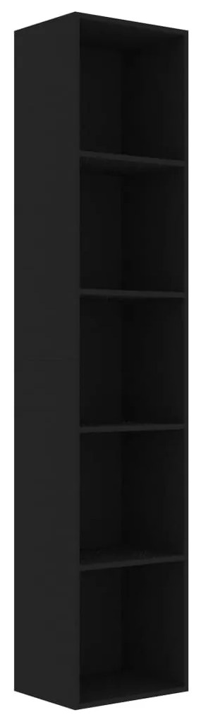 800955 vidaXL Bibliotecă, negru, 40x30x189 cm, PAL