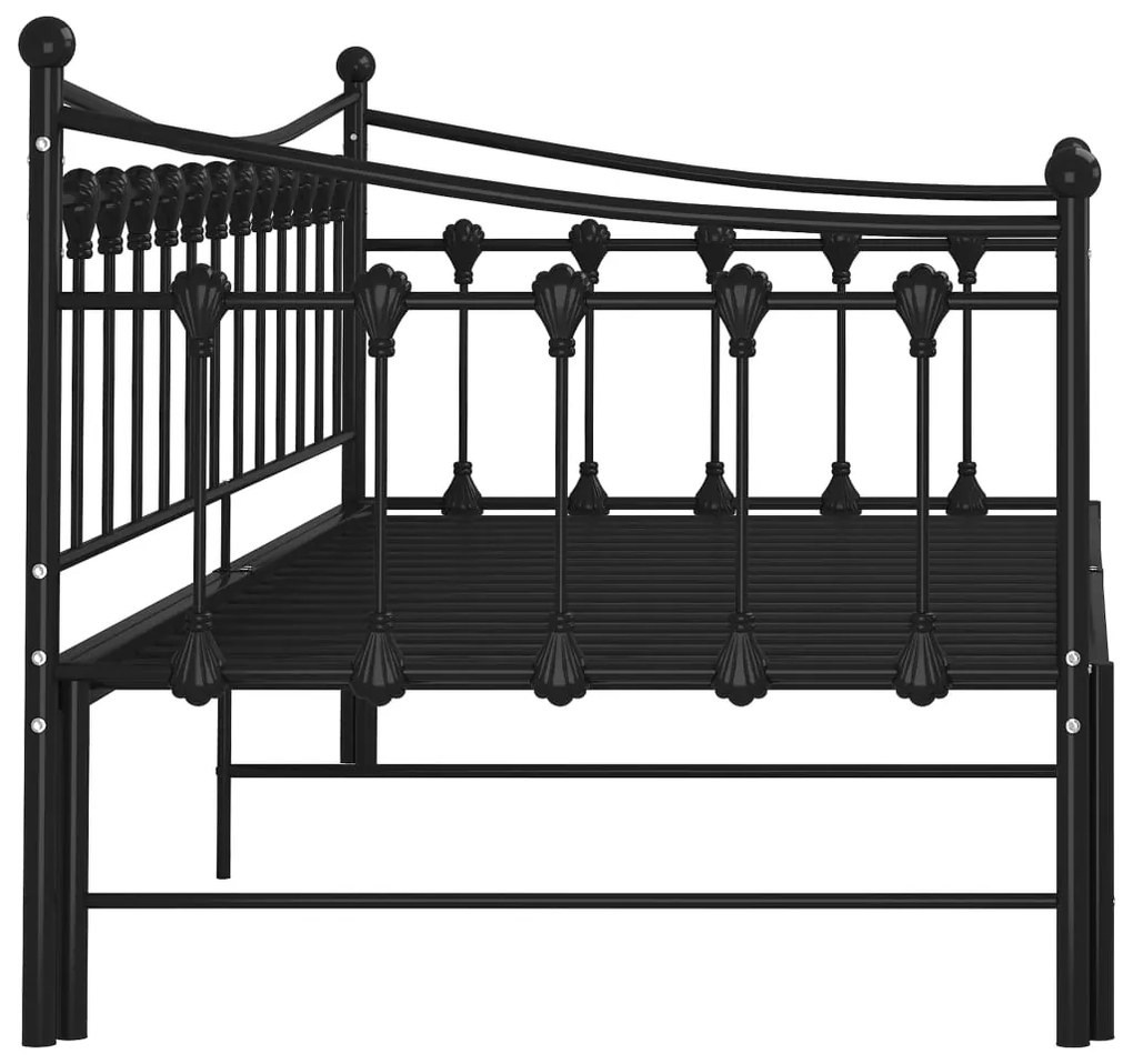 Cadru pat canapea extensibila, negru, 90x200 cm, metal Negru