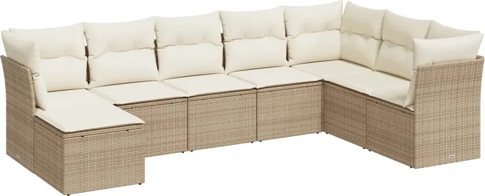 vidaXL Set canapele de grădină, 8 piese, cu perne, bej, poliratan