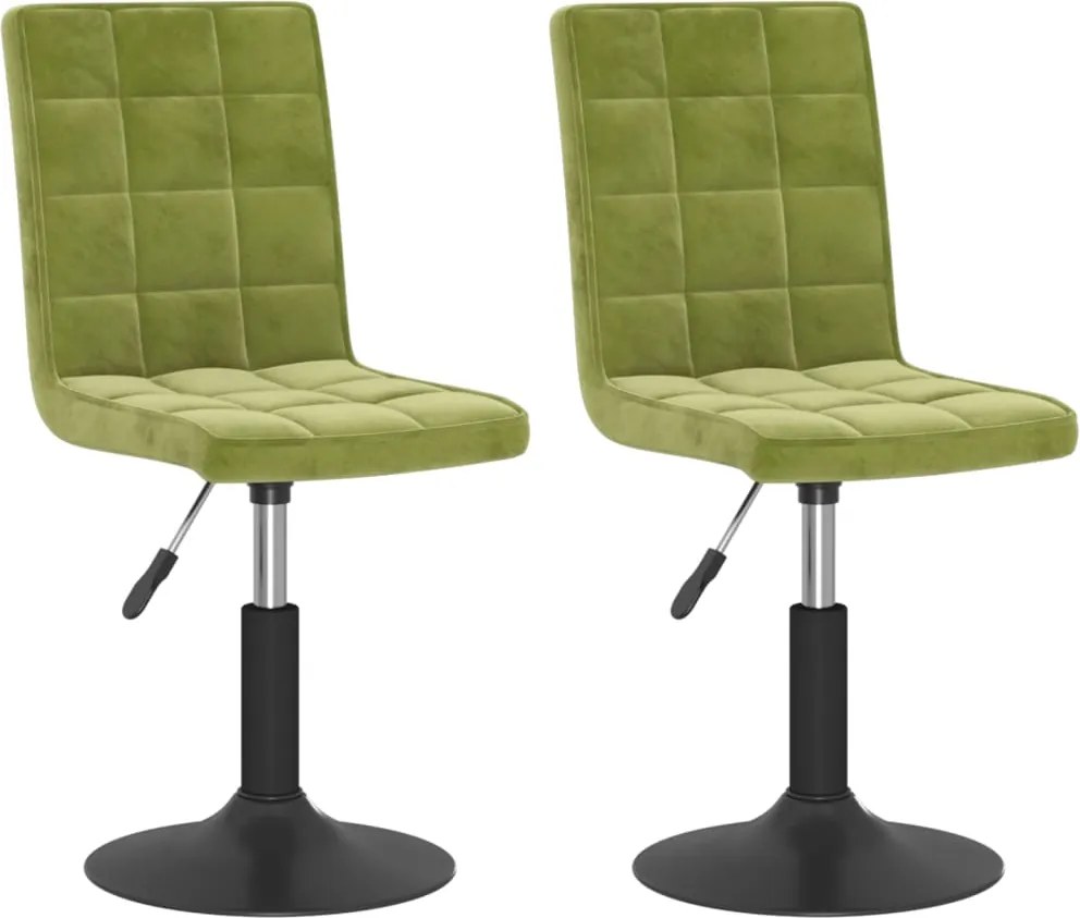 vidaXL Scaune de bucătărie pivotante, 2 buc., verde deschis, catifea
