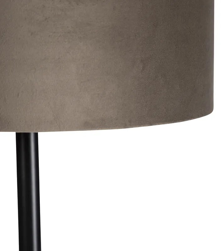 Lampă de podea neagră cu nuanță de catifea taupe și aur 40 cm - Simplo