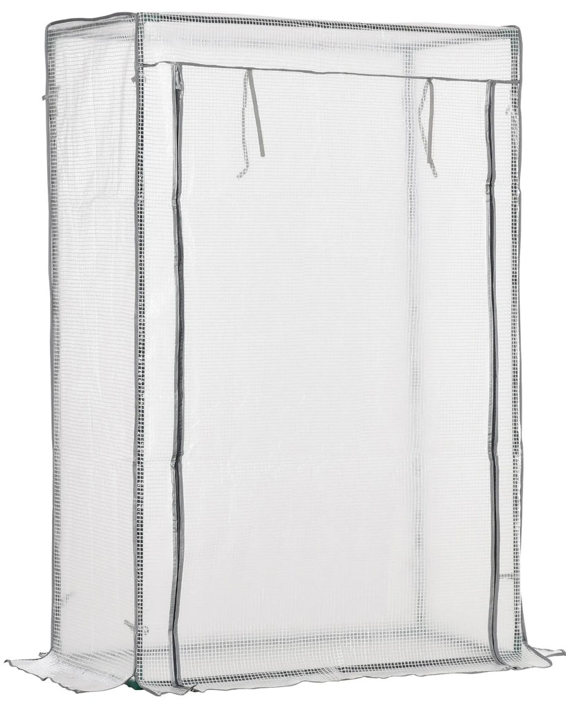 Outsunny Seră de grădină, seră de balcon, pânză renforțată PE, structură din oțel, ușă zippată rulabilă, 100 x 50 x 150 cm alb | Aosom Romania