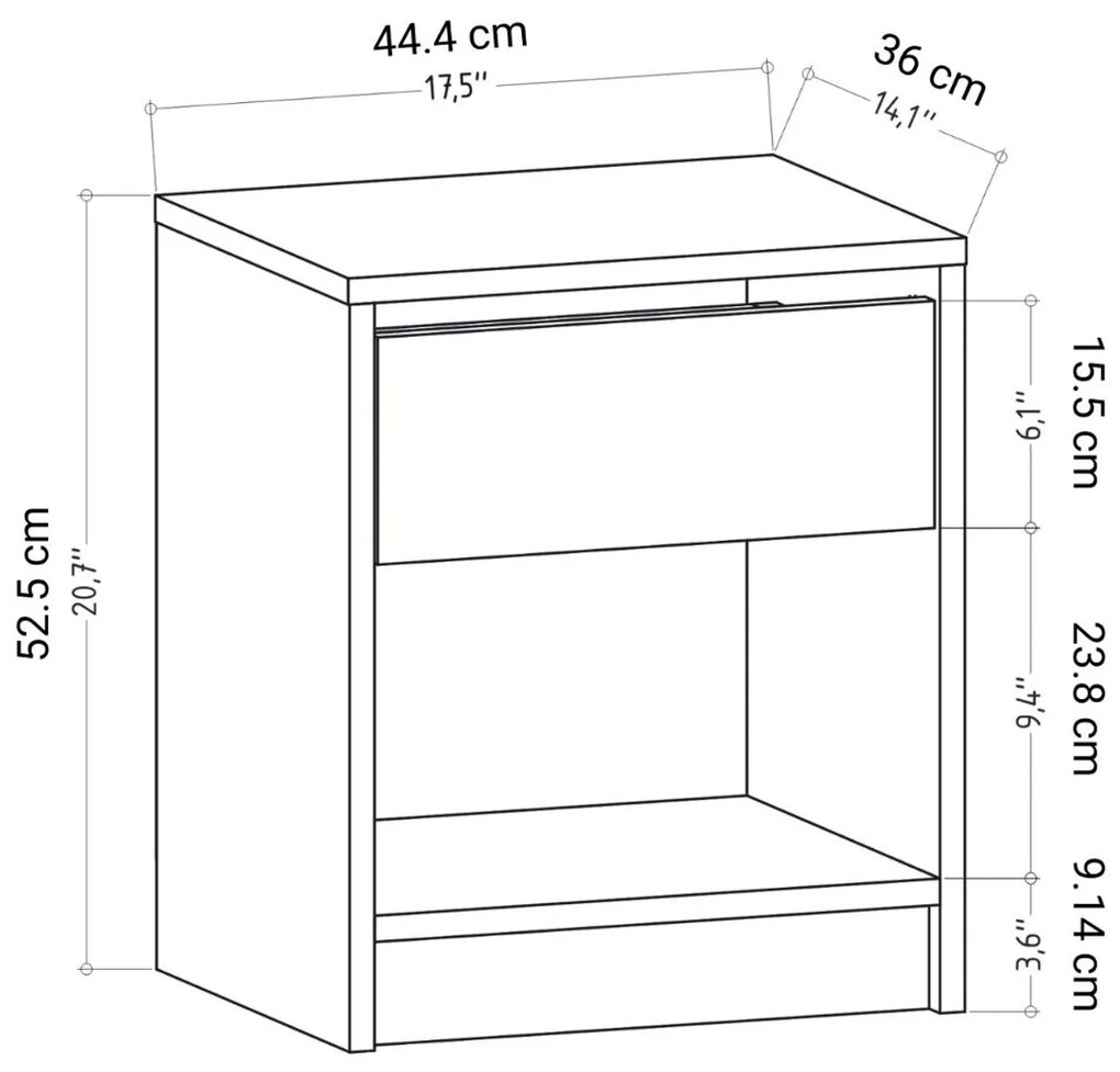 Măsuță de pat Sheridan Oak