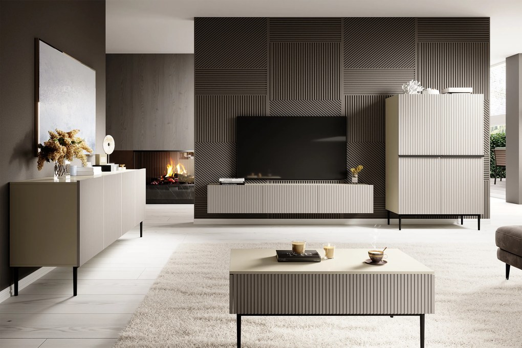 Comodă TV suspendată Nicole 200 cm cu sertar - mat cașmir