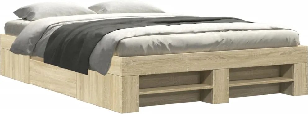 vidaXL Cadru pat fără saltea stejar sonoma, 140x190 cm, lemn prelucrat