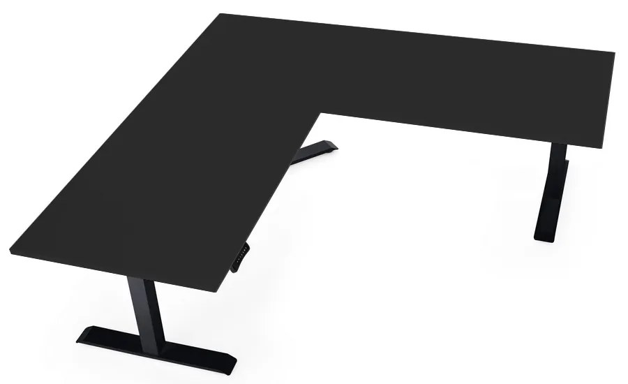 Masa inaltime reglabila OfficeTech Angle, 180 x 200 cm, bază neagră, negru
