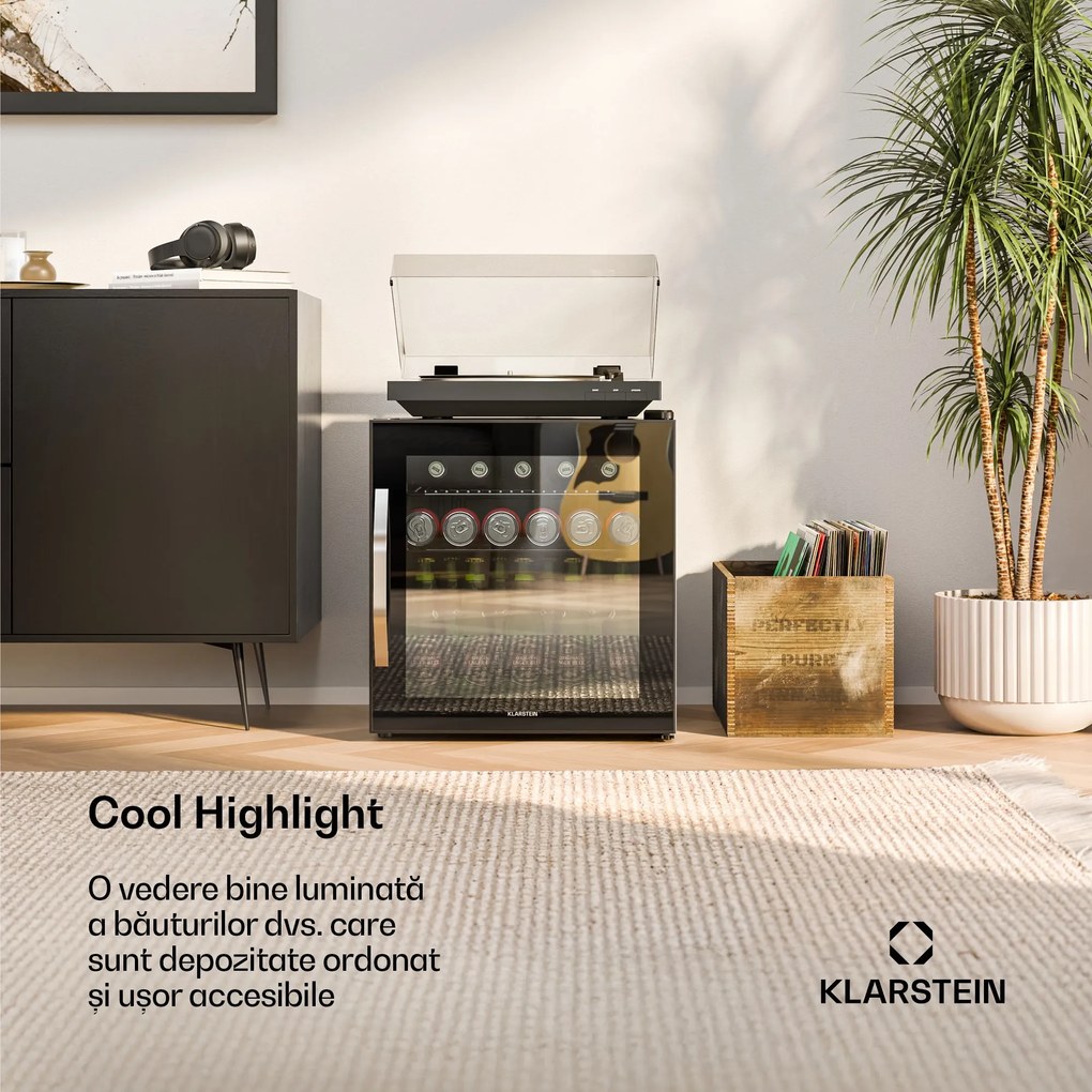 Klarstein Beersafe frigider pentru băuturi cu ușă din sticlă oglindă | 44 x 48 cm | iluminare interioară LED