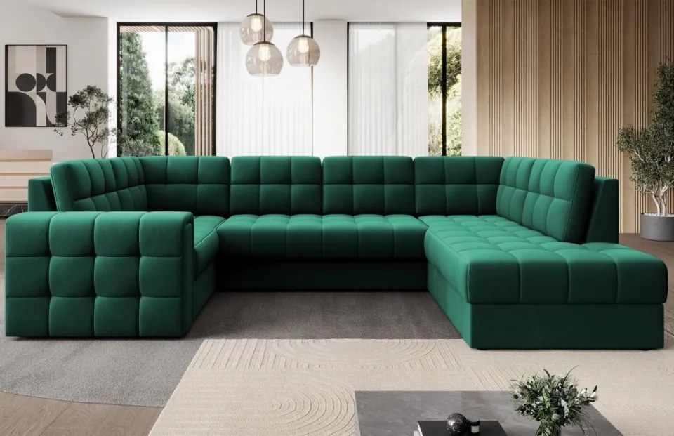 Coltar extensibil cu spatiu oentru depozitare, 299x198x82 cm, Blewett R, Eltap (Culoare: Verde / Lukso 35)