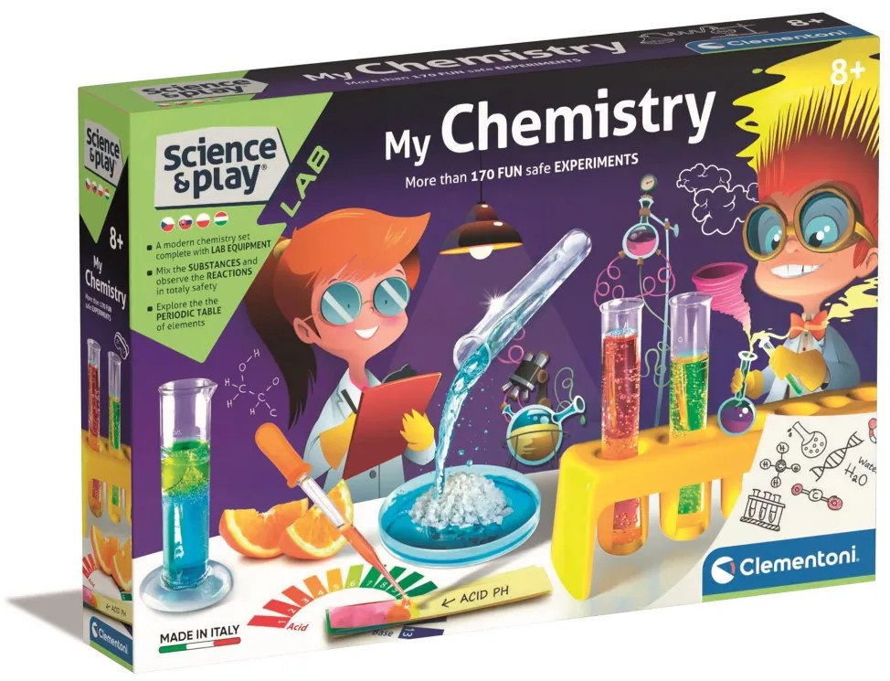 Colorat Test Set științific de laborator de chimie Clementoni