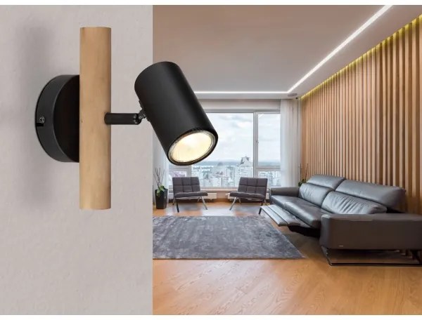 Spot de perete HERTI 1xGU10/5W/230V lemn/metal Globo 57913-1