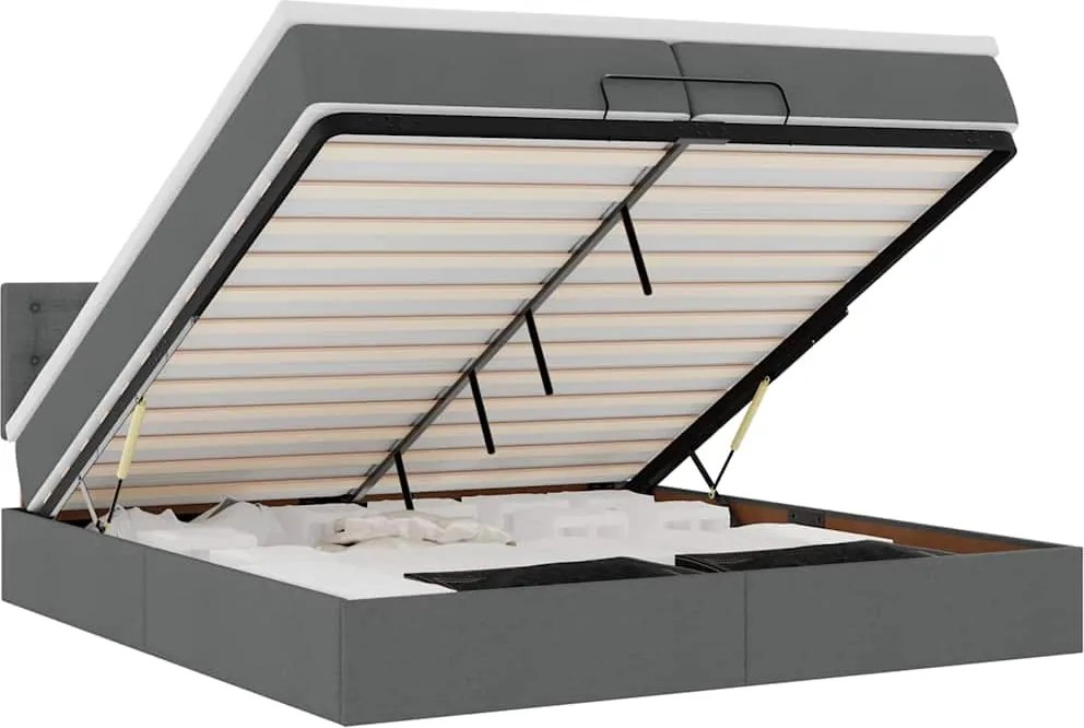 vidaXL Cadru de pat otoman cu saltele țesătură gri închis 200x200cm