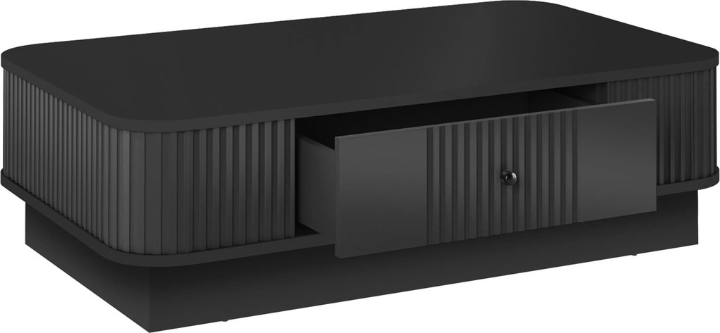 Măsuță de cafea cu sertar Vesper 103x60 cm - negru / mânere negre
