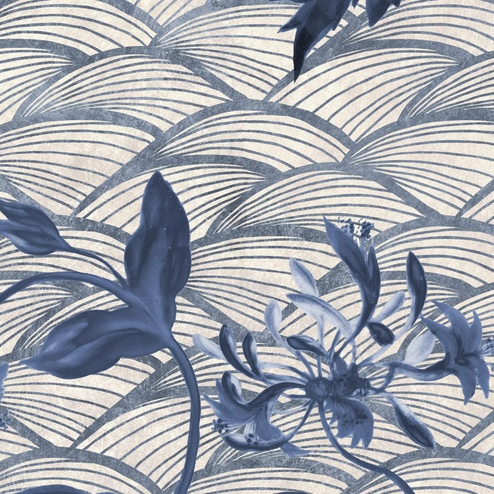 Fototapet, Floral Ripple, Blue, Rebel Walls