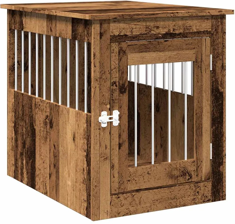 vidaXL Mobilier ladă pentru câini Lemn vechi 55x75x65cm Lemn prelucrat