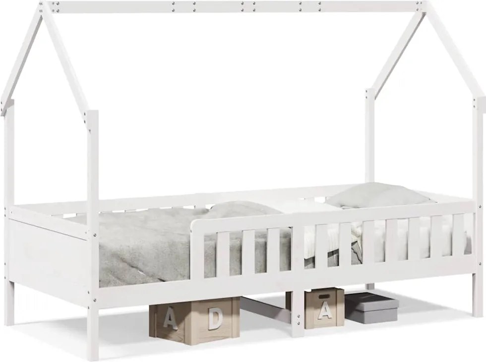 vidaXL Cadru pat tip casă pentru copii alb 80x200 cm lemn masiv de pin