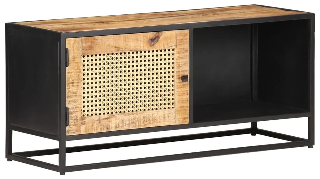 vidaXL Comodă TV, 90x30x40 cm, lemn mango &amp; trestie de zahăr naturală