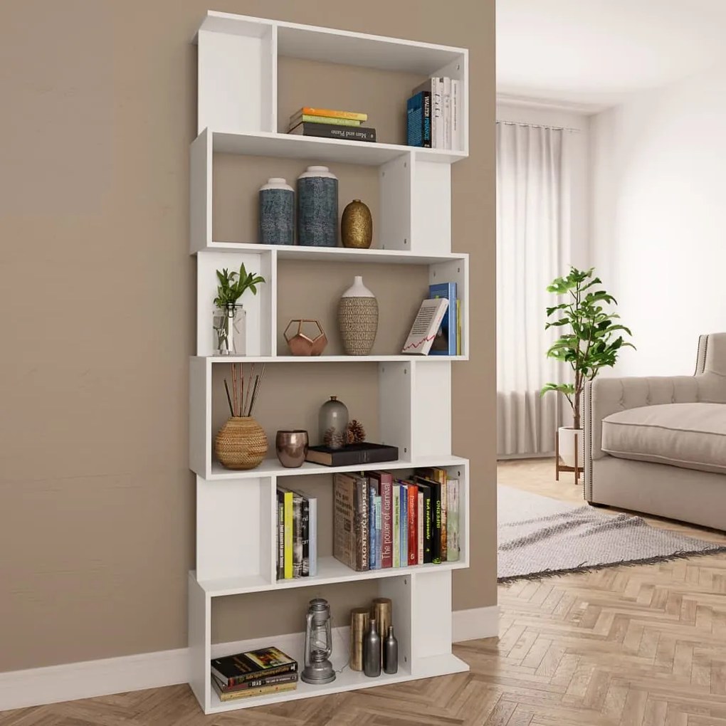 800090 vidaXL Bibliotecă/Separator cameră, alb, 80 x 24 x 192 cm, PAL