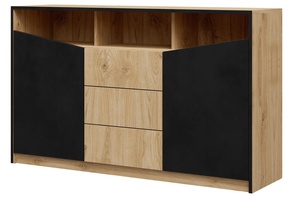 Comodă Avain 3 (stejar + negru). 1087298