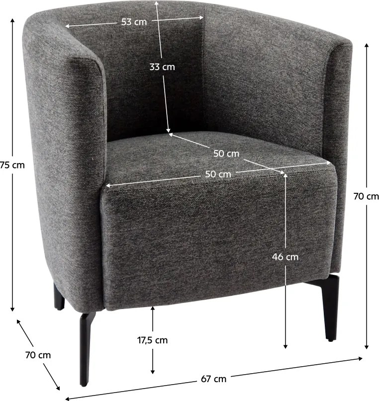 Fotoliu de design, gri / negru, KAPY