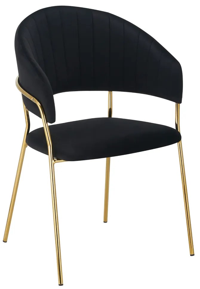 Scaun de sufragerie de design, material Velvet negru gold crom auriu, DASMIN TIP 1