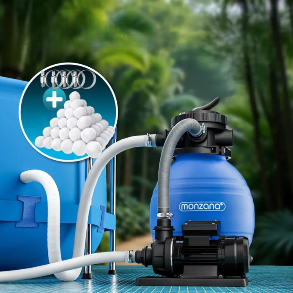 Filtrare cu nisip pentru piscina AQUA cu bile filtrante, 10 200 l/h, albastră Monzana