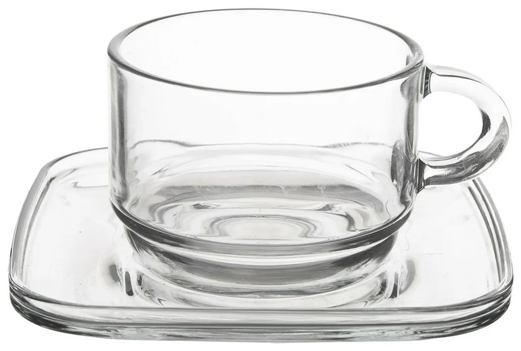 Orion Set de căni din sticlă cu farfuriuțe Cozy 6buc., 0,27 ml, 270 ml