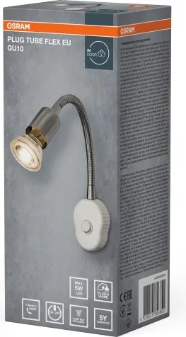 Osram - Aplică de perete flexibilă PLUG TUBE FLEX 1xGU10/5W/230V crom mat/albă
