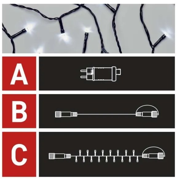 Instalație LED de Crăciun de exterior 100xLED 15m IP44 alb rece