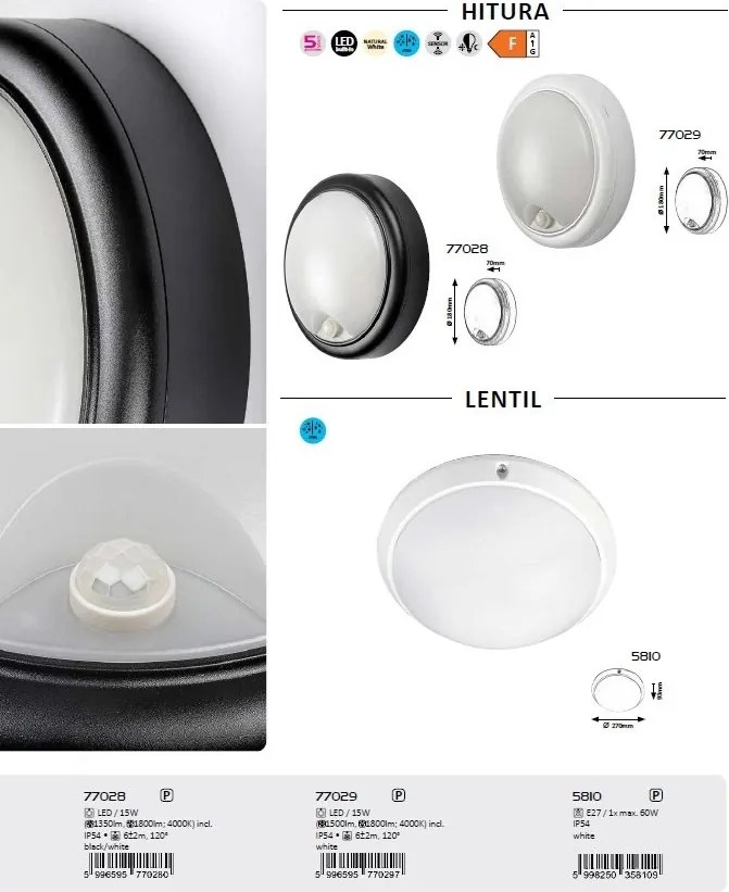 Aplica LED cu senzor iluminat exterior IP54 Hitura negru