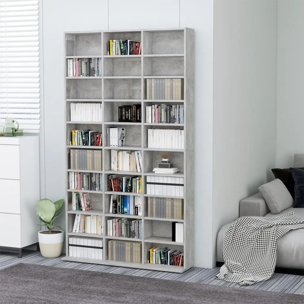 vidaXL Dulap pentru CD-uri, gri beton, 102x16x177,5 cm, lemn compozit